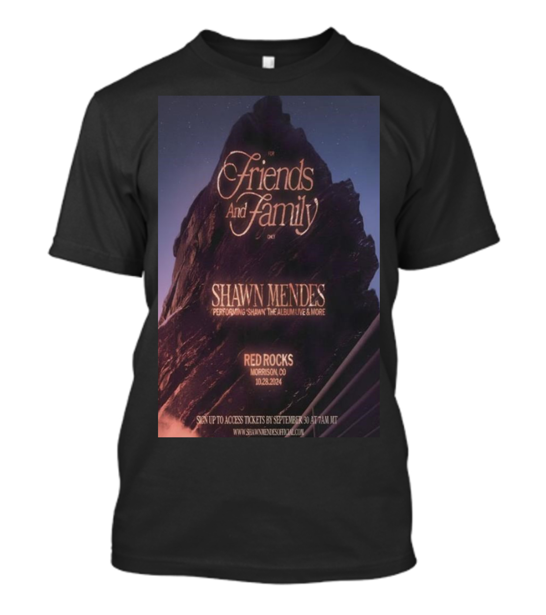 For Friends And Family Shawn Mendes Performing Shawn The Album And More Red Rocks 10.28.2024 T-Shirt