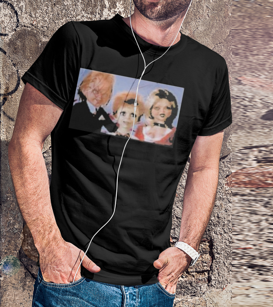 Chucky And Family Horror Characters In Distorted Family T-Shirt