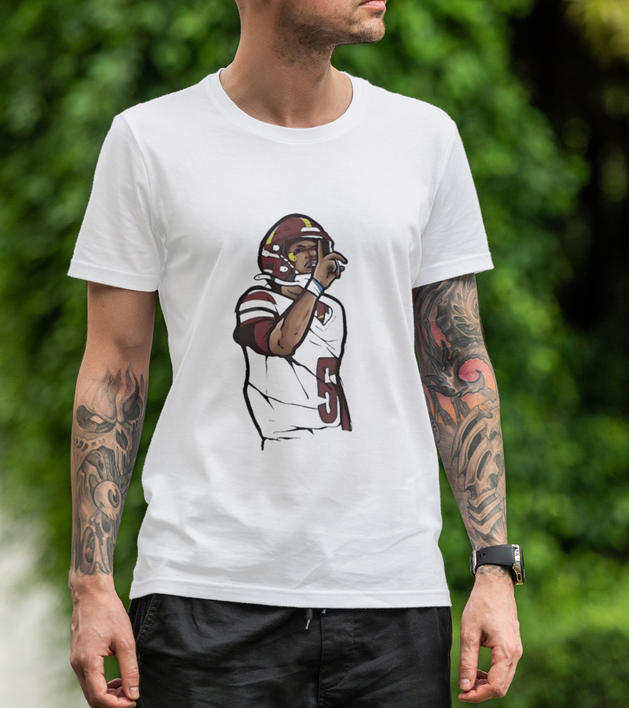 Washington Commanders Jayden Daniels Shhh Gesture Football Player T-Shirt