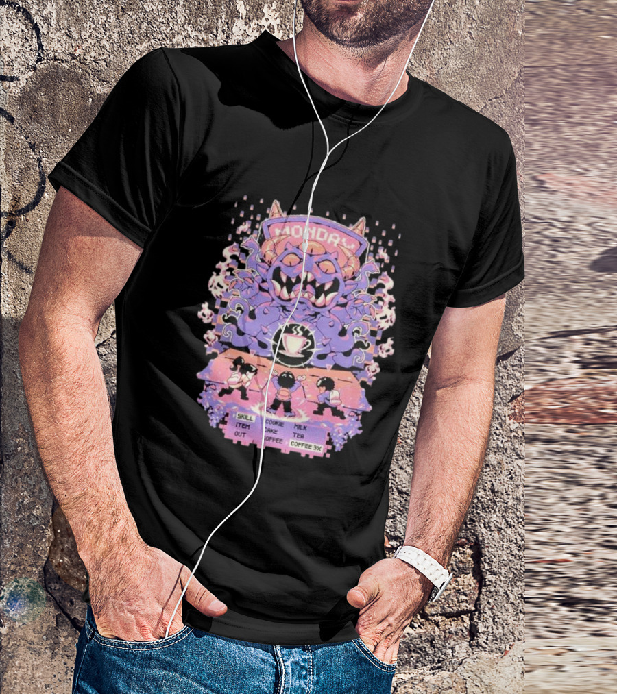 Monday Coffee Battle Monster Skill Cookie Milk Tea Coffee 3X T-Shirt