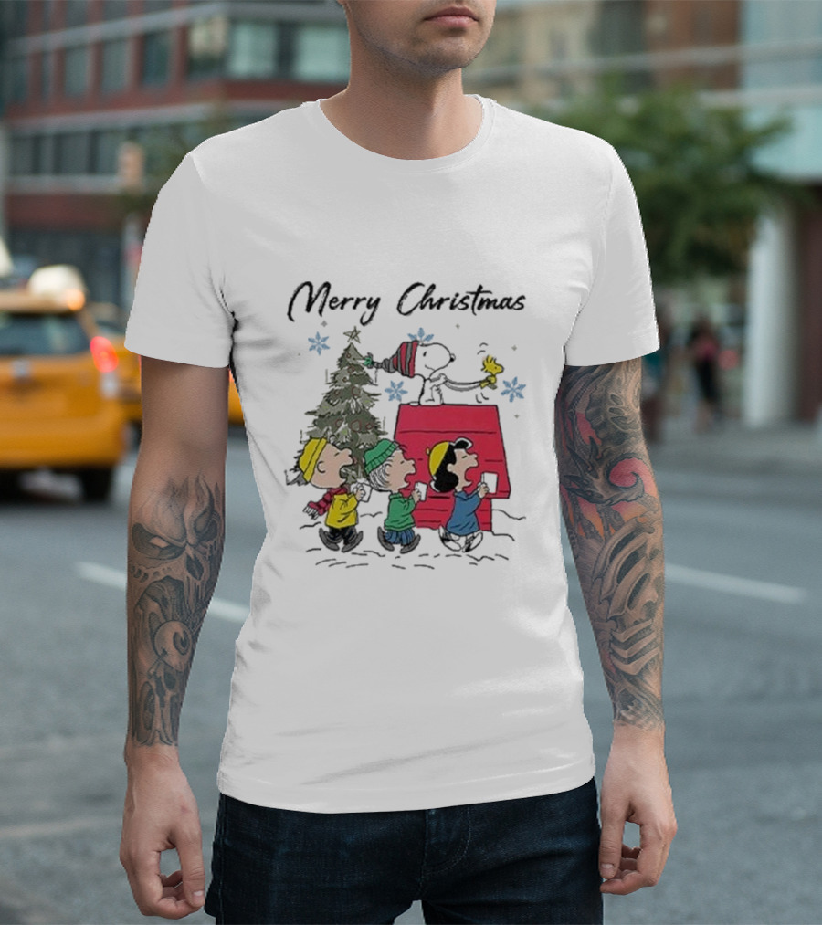 Merry Christmas Snoopy And Friends Winter Scene T-Shirt