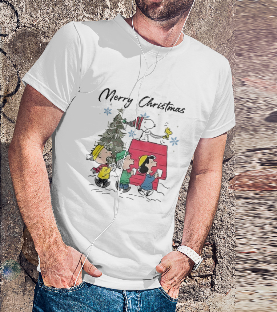 Merry Christmas Snoopy And Friends Winter Scene T-Shirt