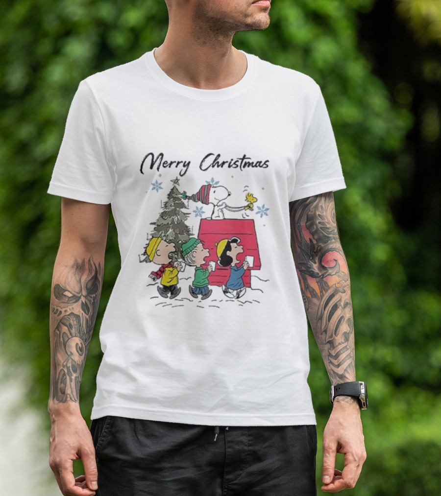 Merry Christmas Snoopy And Friends Winter Scene T-Shirt