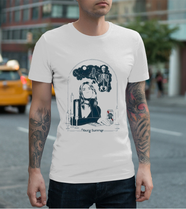Young Summer Pabst Skeleton Night Sky Candles And Can T-Shirt