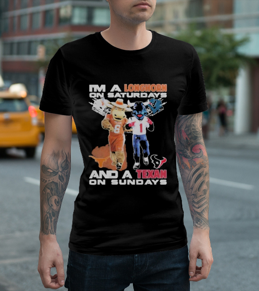 Longhorn On Saturdays Texan On Sundays Football Fan T-Shirt