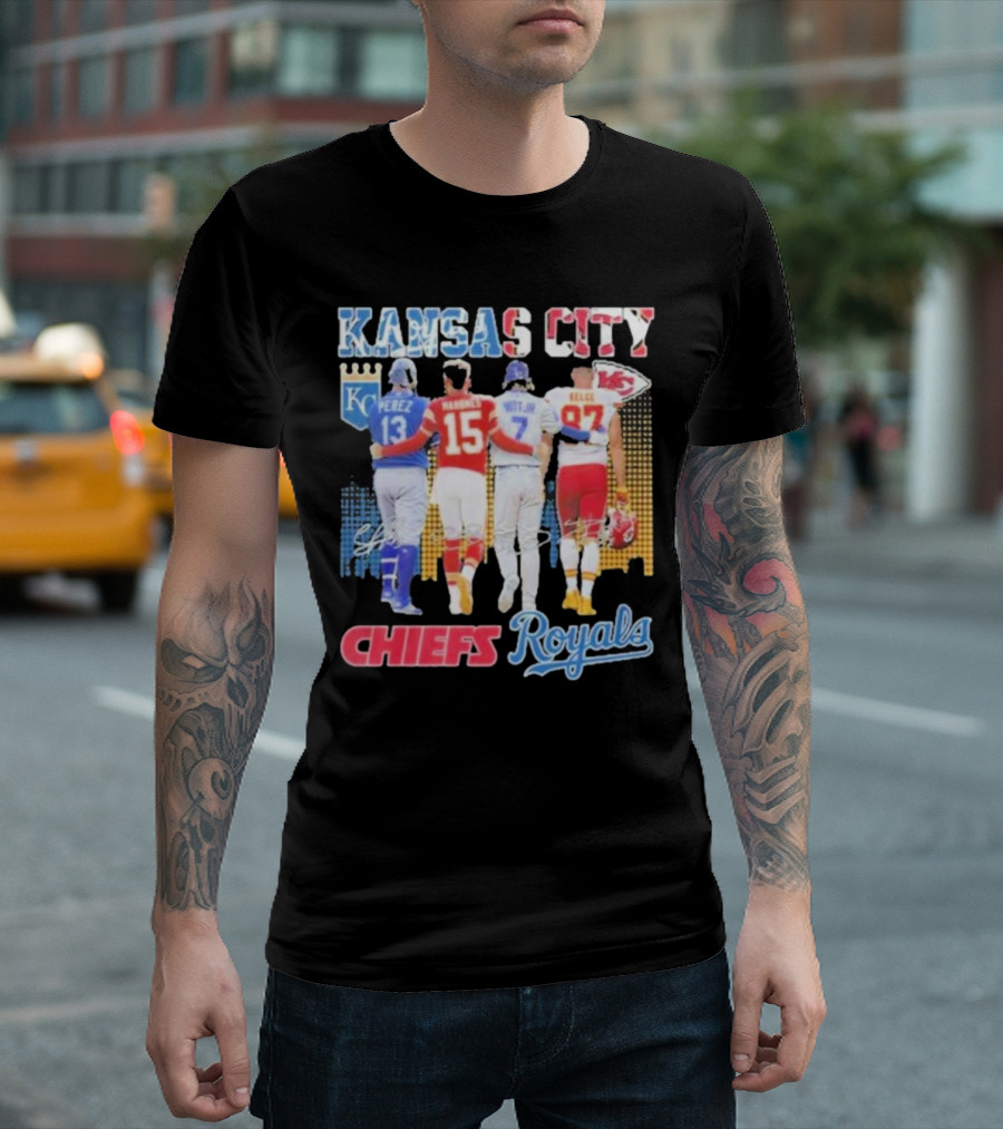 Kansas City Chiefs Royals Perez Mahomes Witt Jr Kelce T-Shirt
