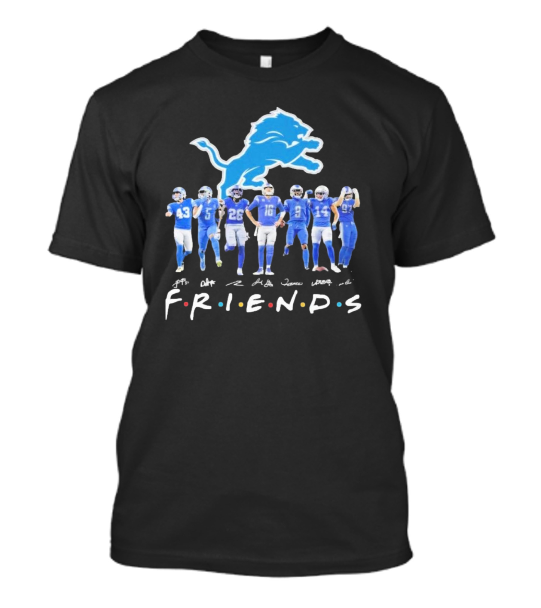 Detroit Lions Football Friends Legends Team 2024 Players Bataille Signatures T-Shirt