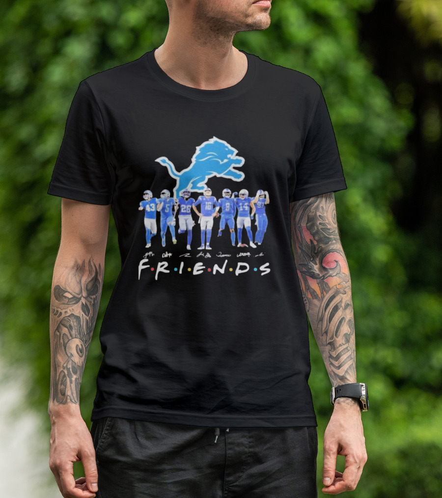 Detroit Lions Football Friends Legends Team 2024 Players Bataille Signatures T-Shirt