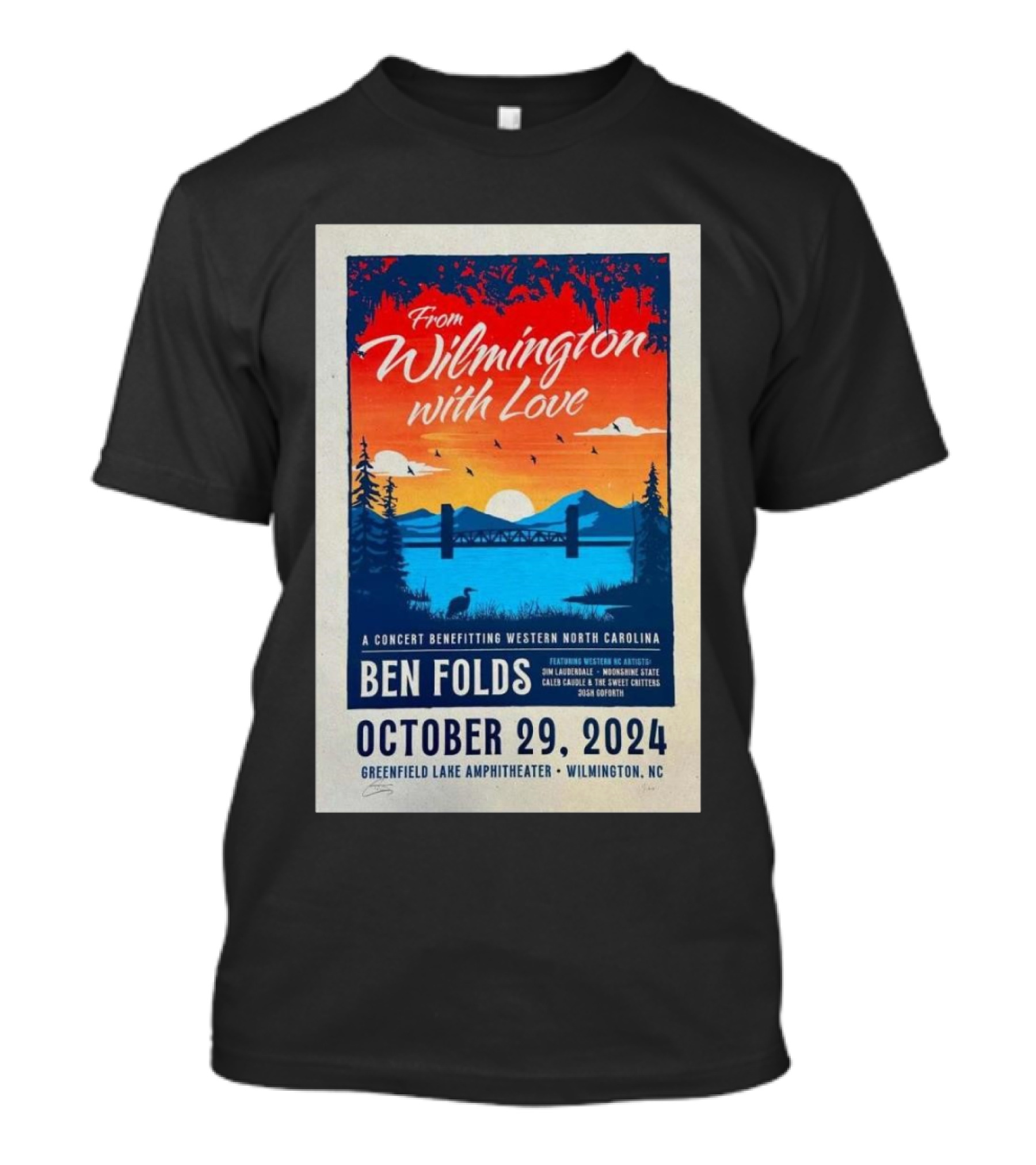 Ben Folds Live At Greenfield Lake Amphitheater Wilmington Concert For Western North Carolina October 29 T-Shirt