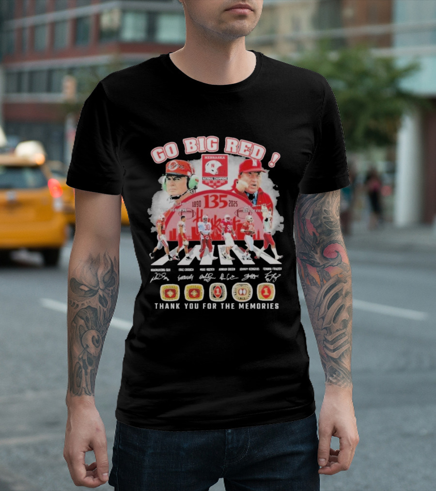 Go Big Red Nebraska Cornhuskers 135 Years 1890-2025 Thank You For The Memories T-Shirt