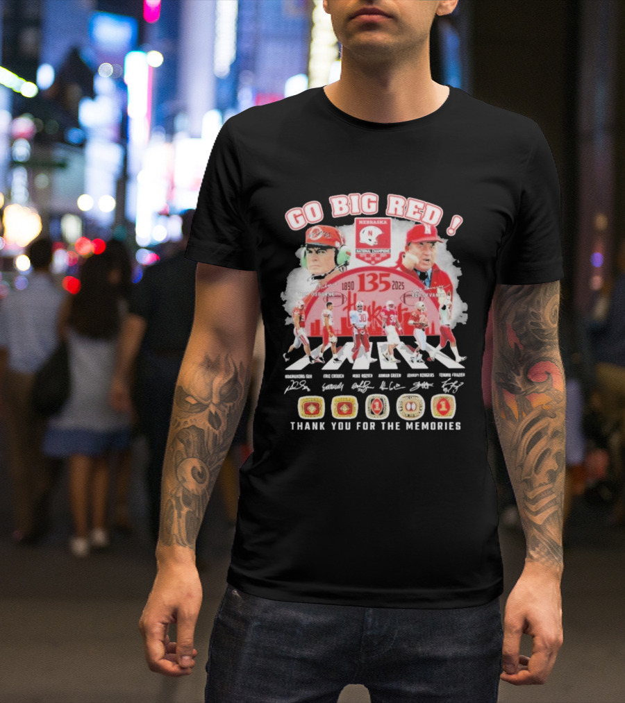 Go Big Red Nebraska Cornhuskers 135 Years 1890-2025 Thank You For The Memories T-Shirt