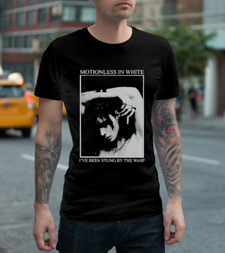 Motionless In White I've Been Stung By The Wasp Monochrome Portrait Image T-Shirt