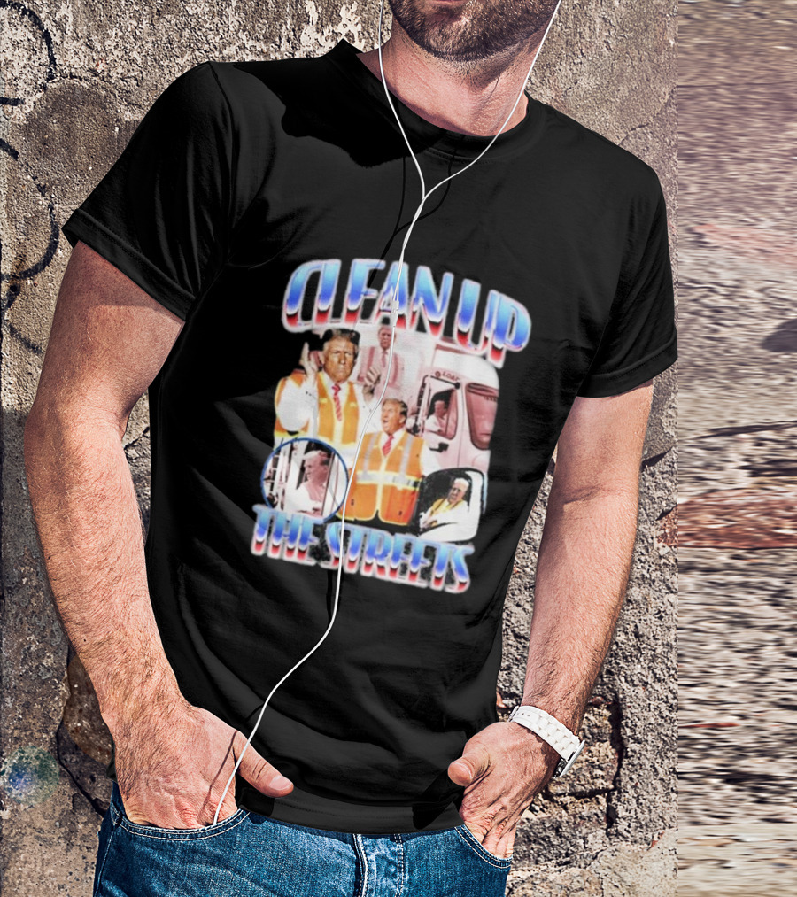 Old Row Clean Up The Streets Iconic Public Figures In Safety Vests T-Shirt