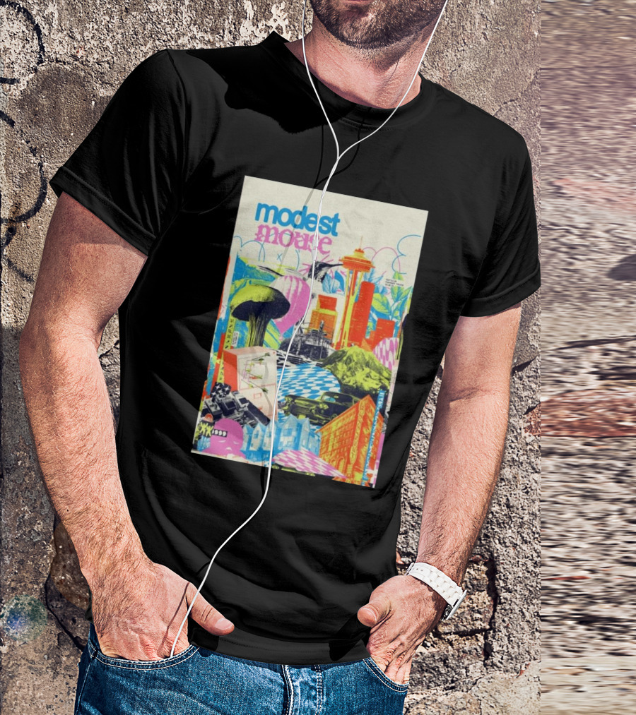 Modest Mouse Seattle WA 2024 Space Needle Colorful Collage T-Shirt