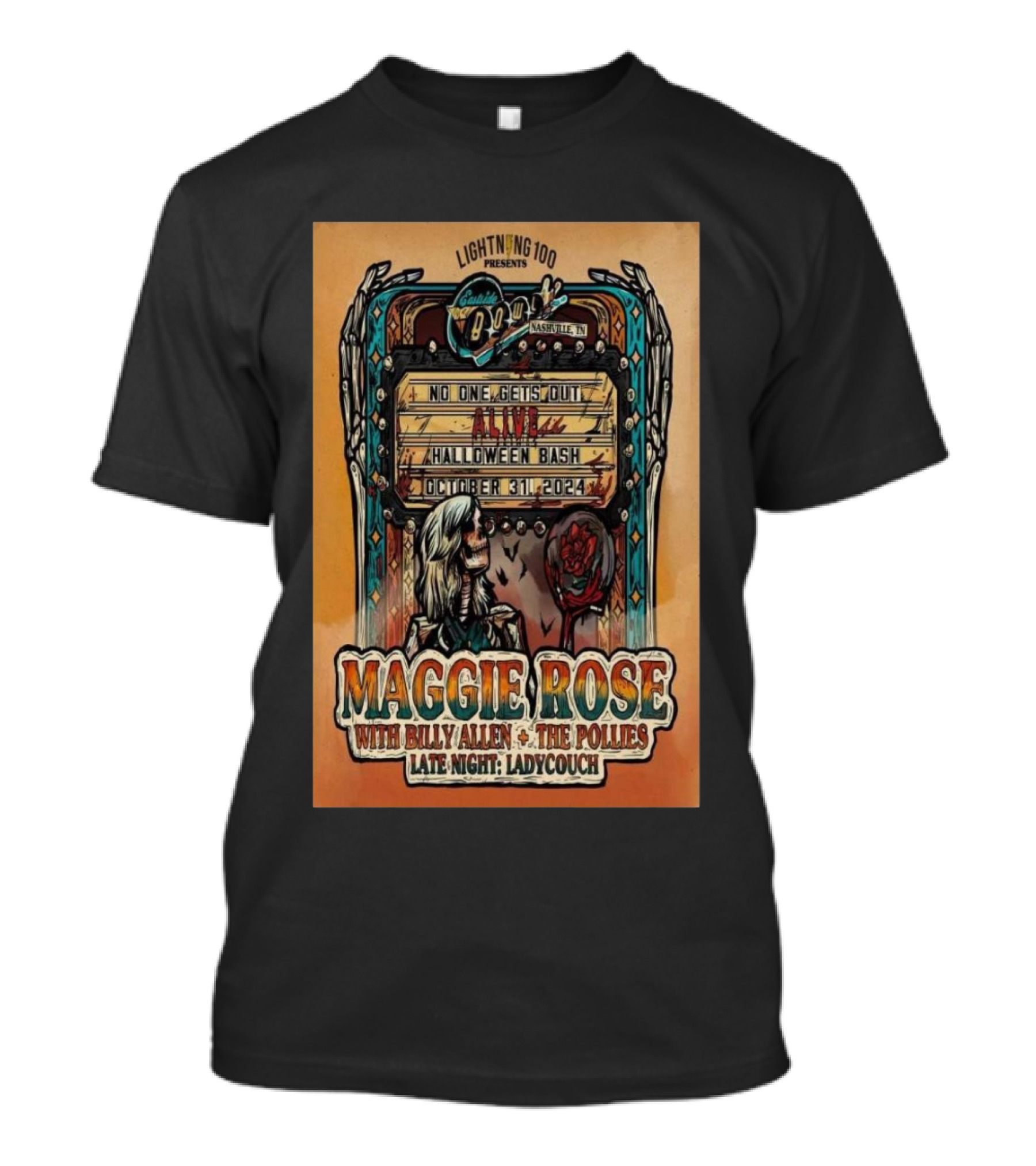 Maggie Rose Halloween Bash October 31 2024 Nashville TN With Billy Allen The Pollies Late Night Ladycouch T-Shirt