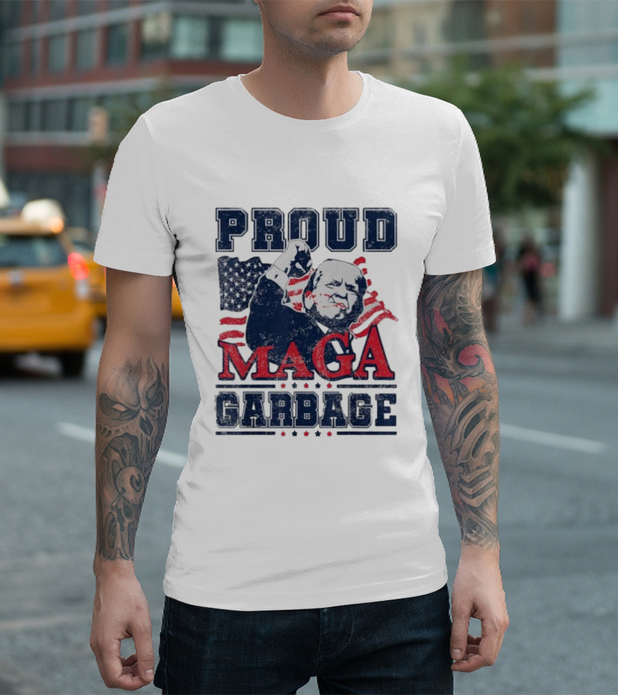Proud MAGA Trump Supporter Garbage USA Flag T-Shirt
