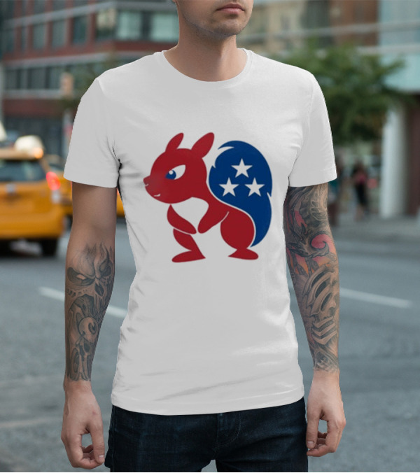 Squirrel Mascot With Stars And GOP Red White Blue T-Shirt