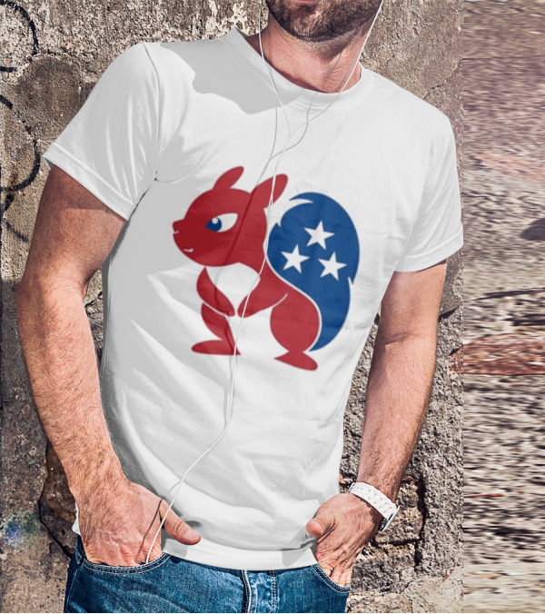 Squirrel Mascot With Stars And GOP Red White Blue T-Shirt