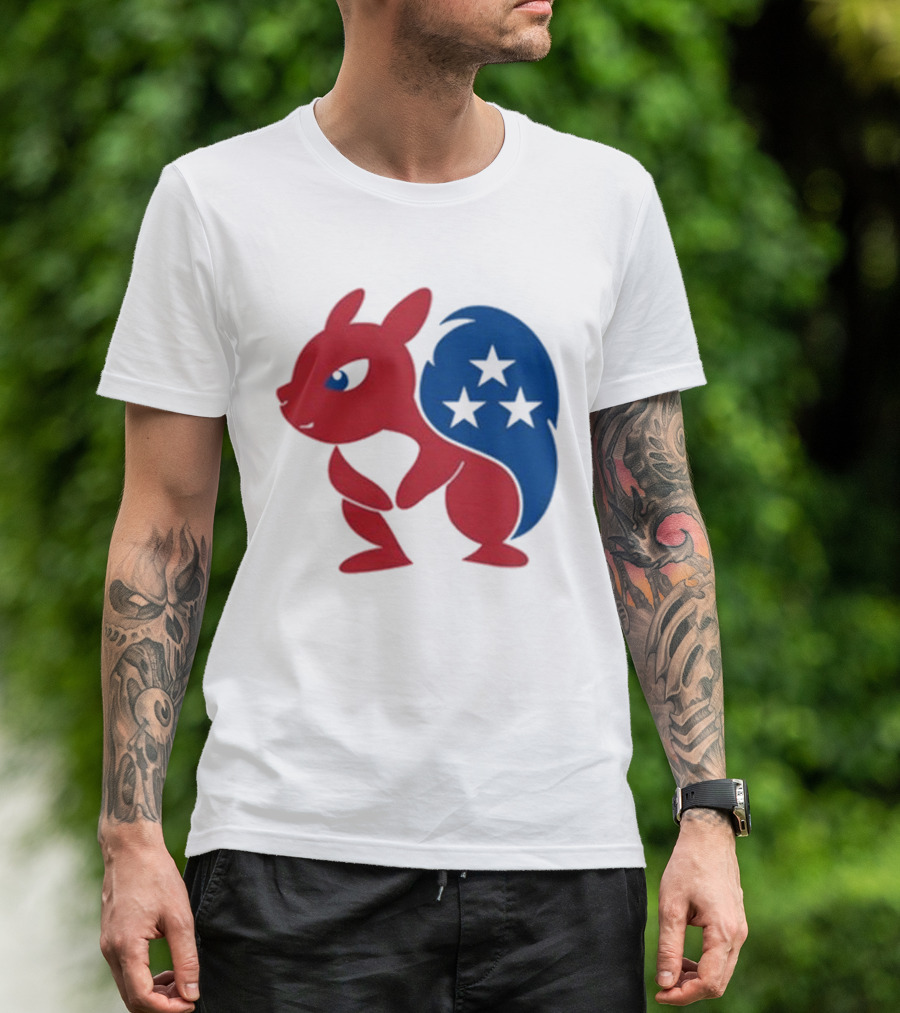Squirrel Mascot With Stars And GOP Red White Blue T-Shirt