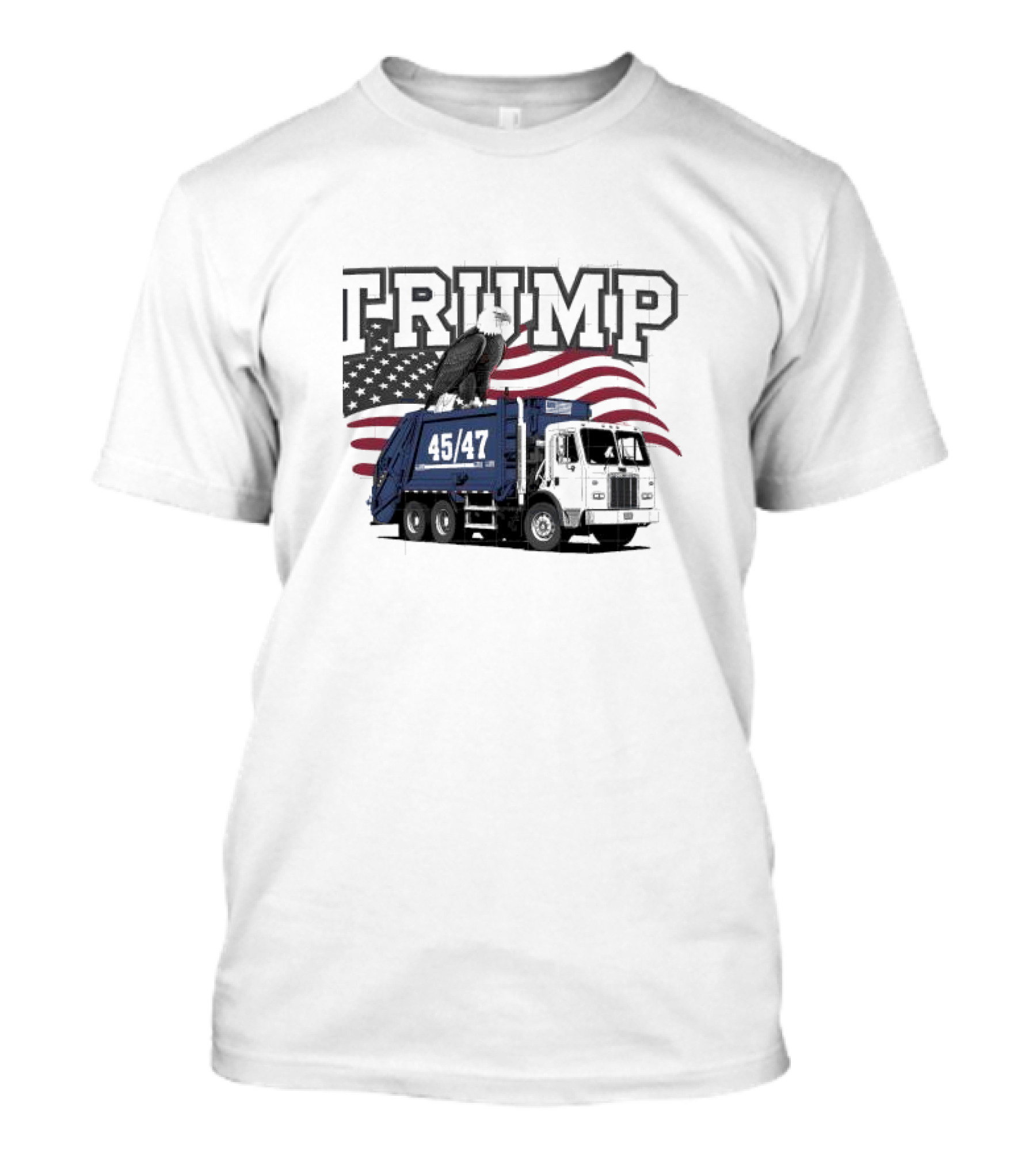 Trump 45/47 Garbage Truck Eagle American Flag MAGA T-Shirt