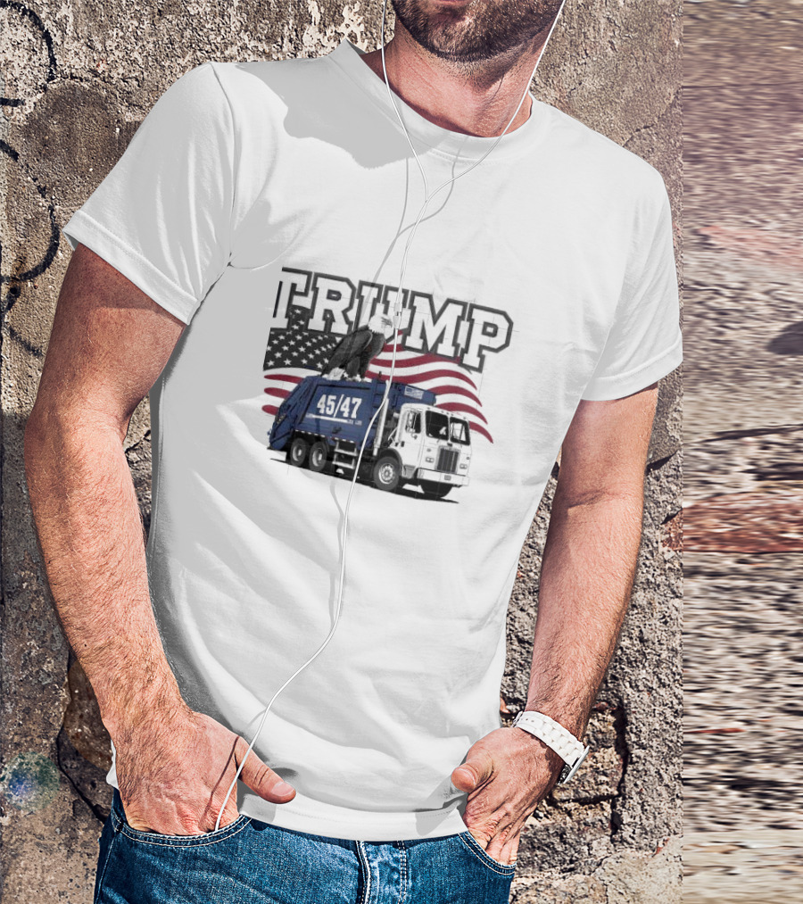 Trump 45/47 Garbage Truck Eagle American Flag MAGA T-Shirt
