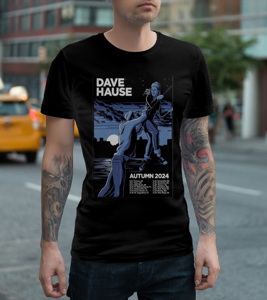 Dave Hause Autumn 2024 Tour Dates Poster Concert Tour T-Shirt