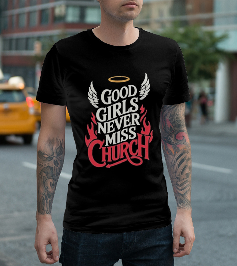 Eric Church Good Girls Never Miss Church 2024 Halo And Wings Fire T-Shirt