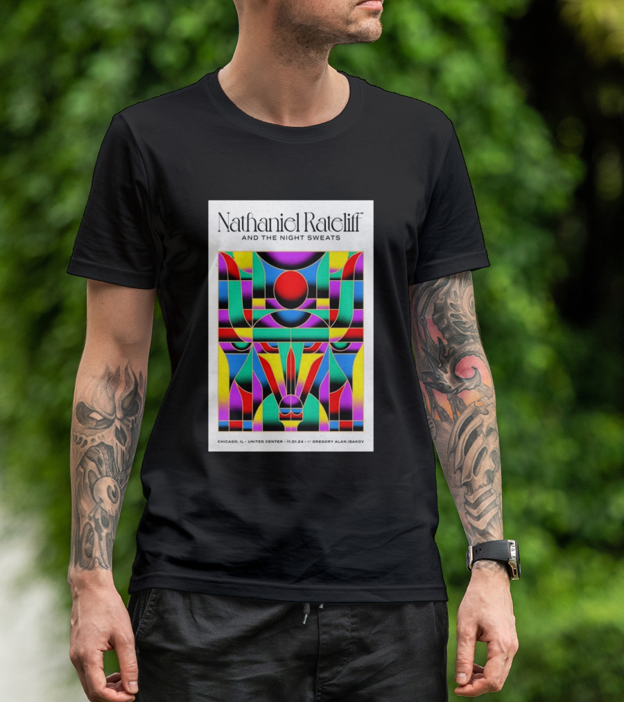 Nathaniel Rateliff And The Night Sweats United Center Chicago IL November 1 2024 Gregory Alan Isakov T-Shirt