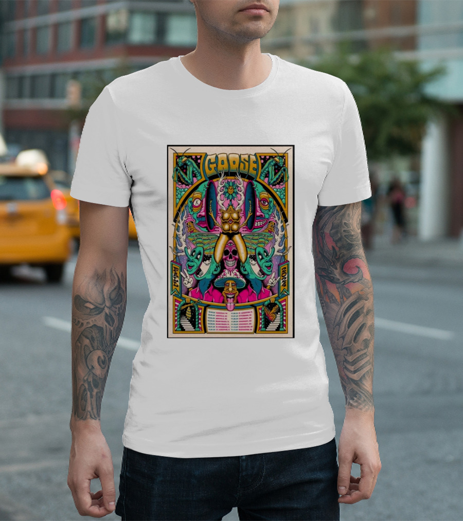 Goose 2024 Fall Tour Psychedelic Skull and Insect T-Shirt