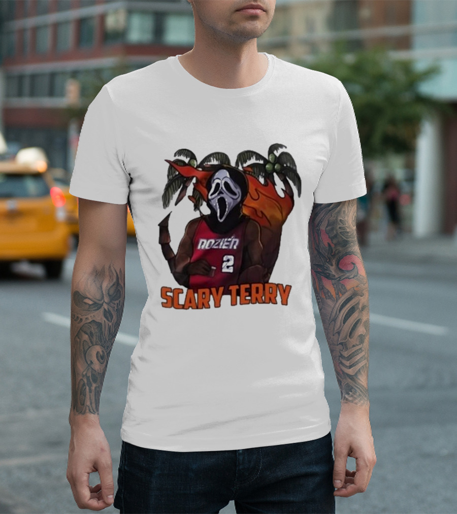 Scary Terry Rozier 2 Ghostface Basketball Tropical Flame Costume T-Shirt