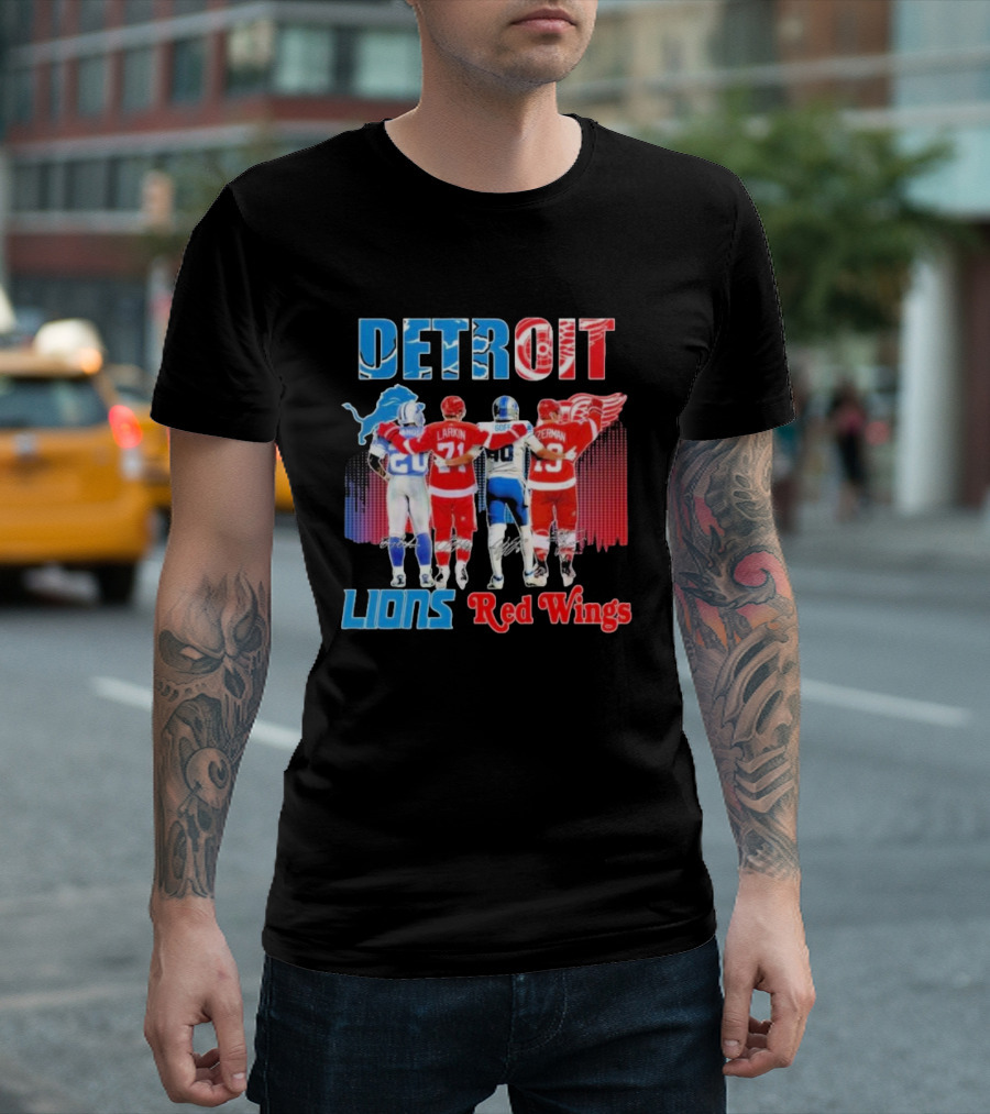 Detroit Lions Red Wings Legends Larkin Goff Yzerman T-Shirt