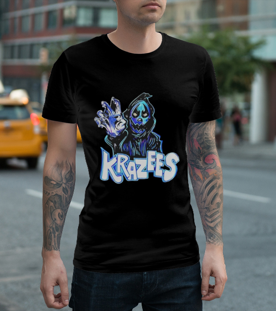 MNE Stare Krazees HOK Sent Here To Take You Creepy Masked Figure with Hand Raised T-Shirt