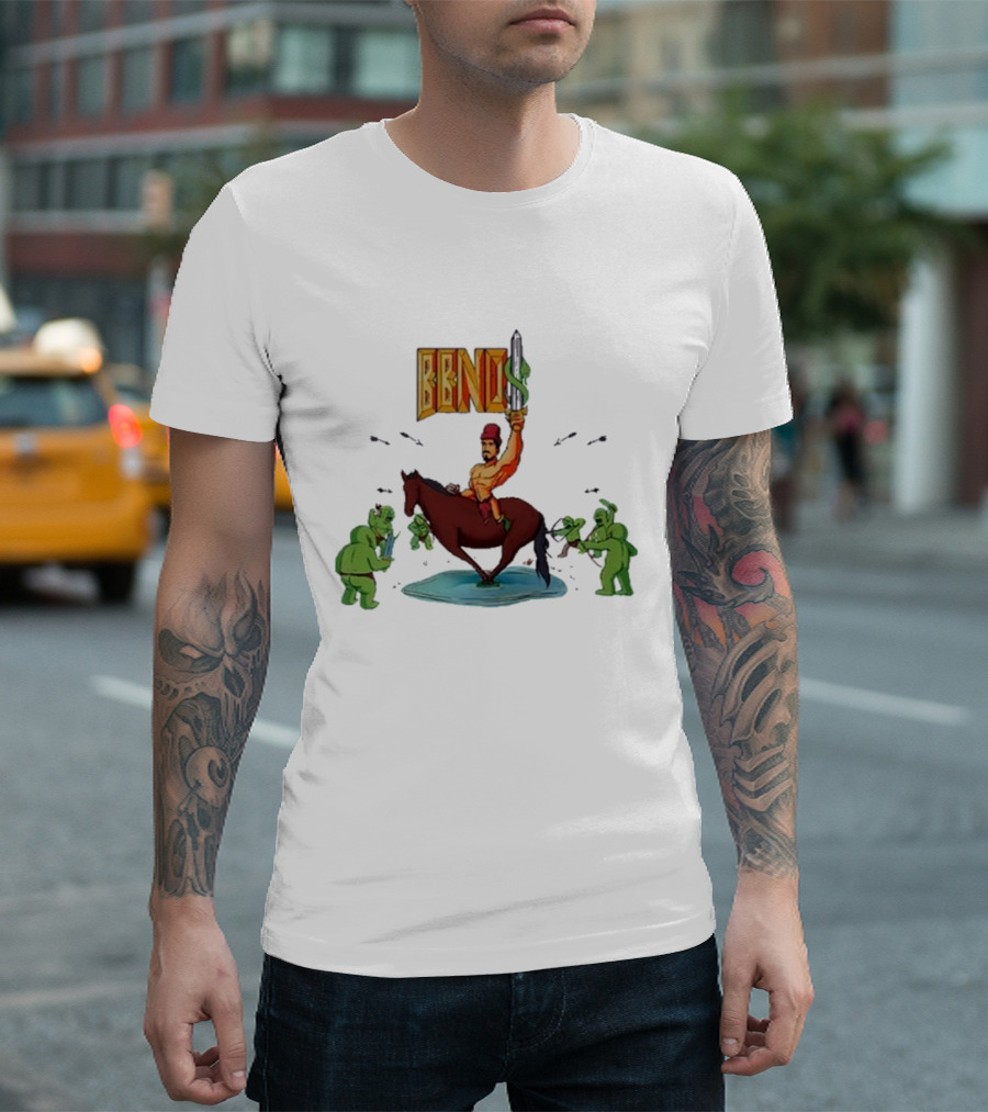BBNo$ Sword Riding Horse Surrounded by Green Creatures T-Shirt