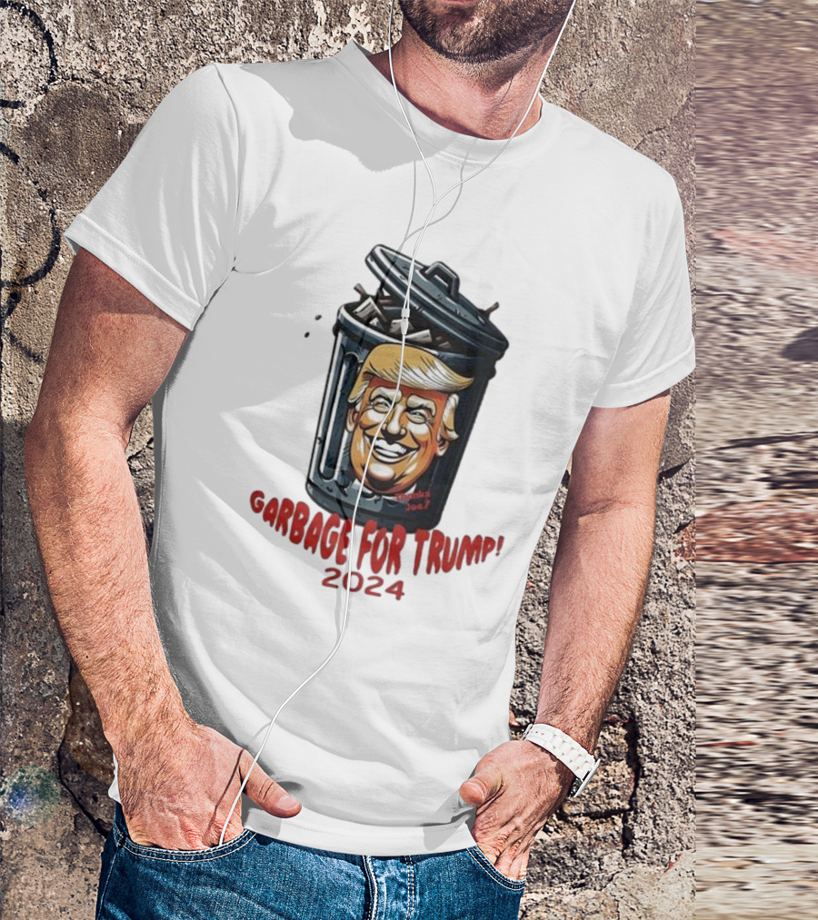 Garbage For Trump 2024 Trash Can Face Caricature T-Shirt