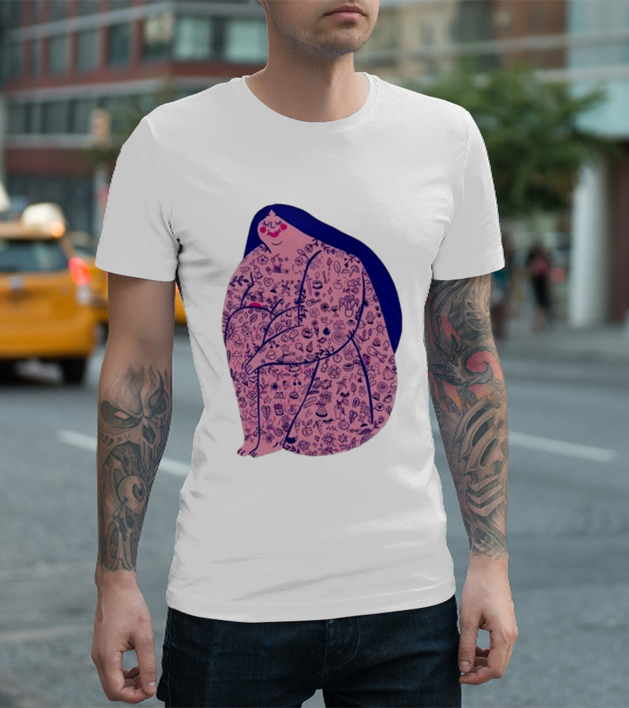 Limited Marie Boiseau Tatouée Illustration With Icons T-Shirt