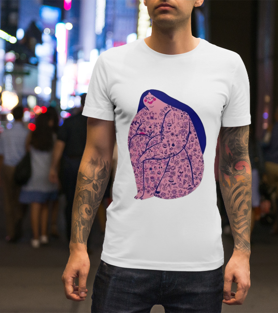 Limited Marie Boiseau Tatouée Illustration With Icons T-Shirt