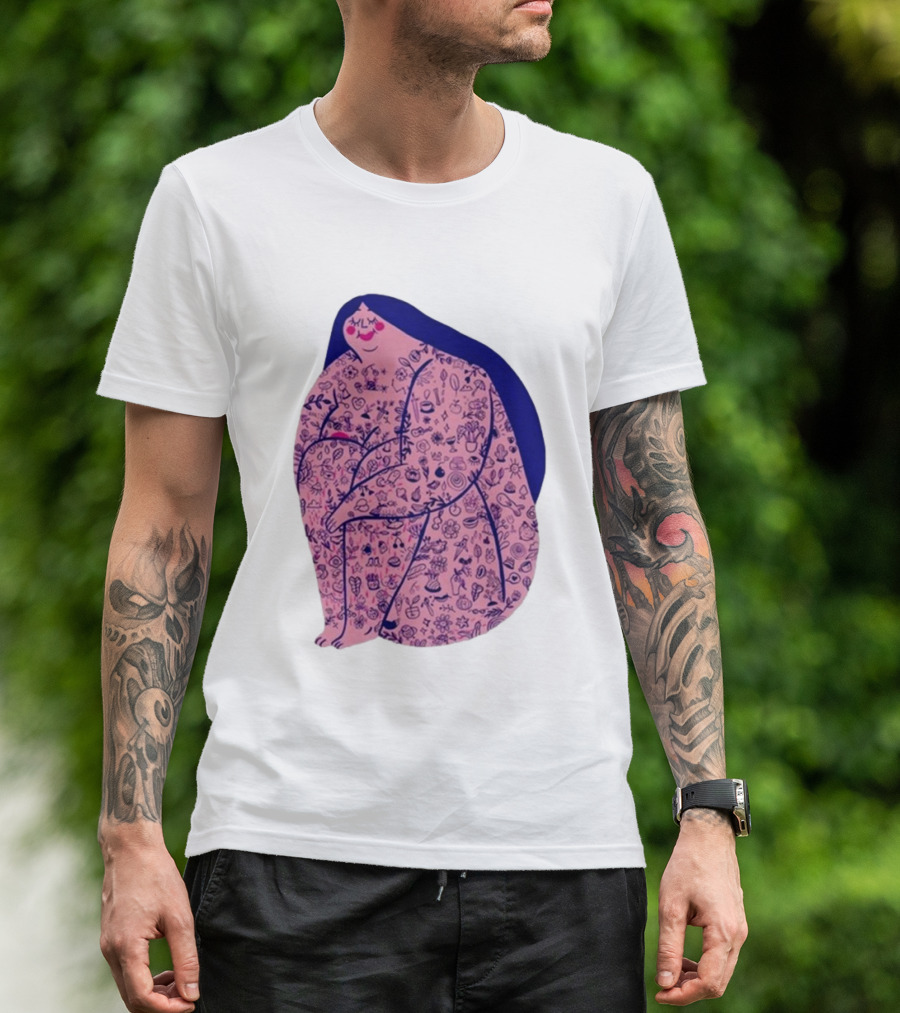 Limited Marie Boiseau Tatouée Illustration With Icons T-Shirt