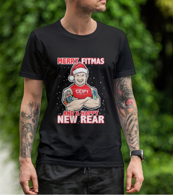 Merry Fitmas And A Happy New Rear DDPY Santa Hat Tattoos T-Shirt