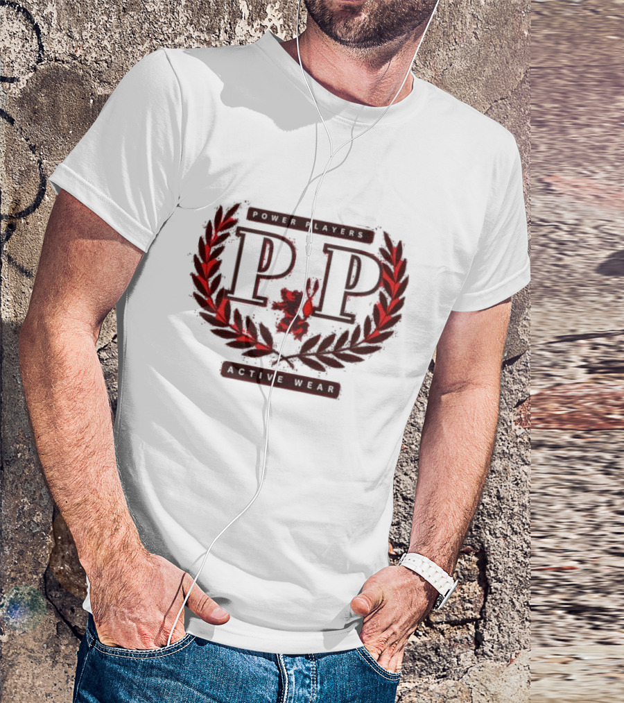 Power Players Active Wear PP Laurels Lion Emblem T-Shirt