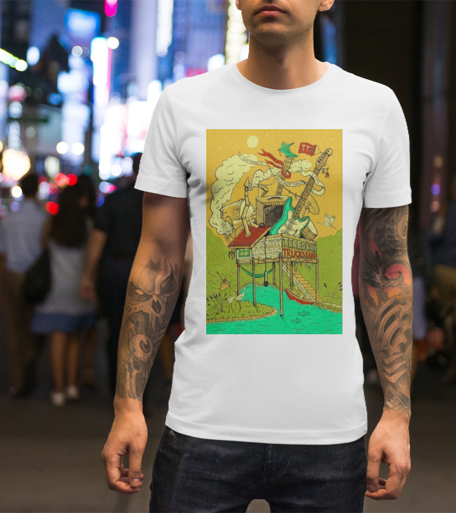 Tedeschi Trucks Band Chattanooga Tennessee November 4 2024 Tour Poster Art Vibrant Musical House Scene T-Shirt
