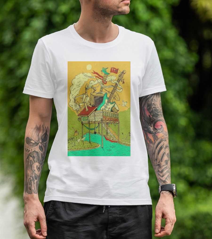 Tedeschi Trucks Band Chattanooga Tennessee November 4 2024 Tour Poster Art Vibrant Musical House Scene T-Shirt