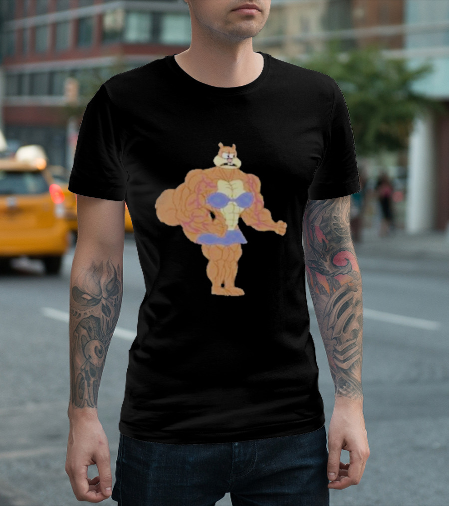 Muscle Sandy Cheeks Buff Cartoon Character T-Shirt