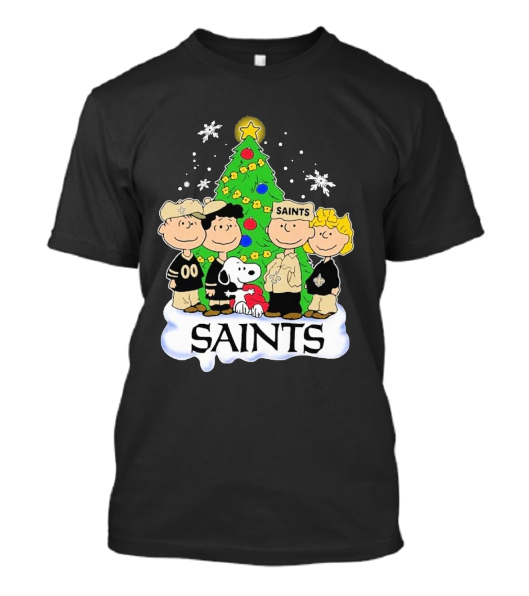 New Orleans Saints Snoopy Merry Christmas Charlie Brown Peanuts Tree T-Shirt