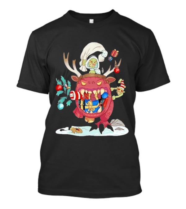 Grotmas Gitz Merry Gitmas Festive Creature With Antlers And Gifts T-Shirt