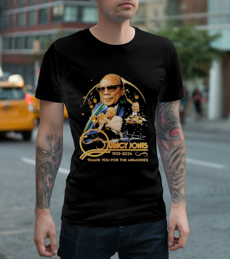 Quincy Jones 1933-2024 Thank You For The Memories Signature Collection T-Shirt