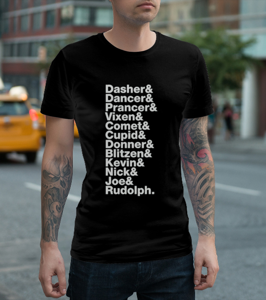 Reindeer X Jonas Brothers Kevin Nick Joe Green Playlist T-Shirt