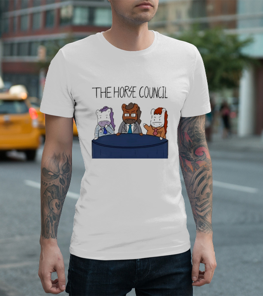 Jimothy Cool The Horse Council Cartoon Panel Meeting T-Shirt