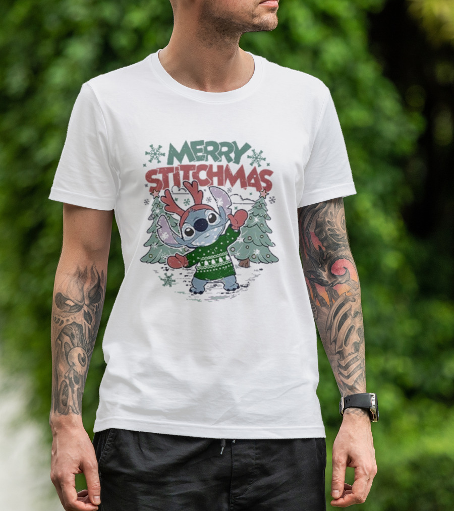Merry Stitchmas Lilo And Stitch Christmas Holiday T-Shirt