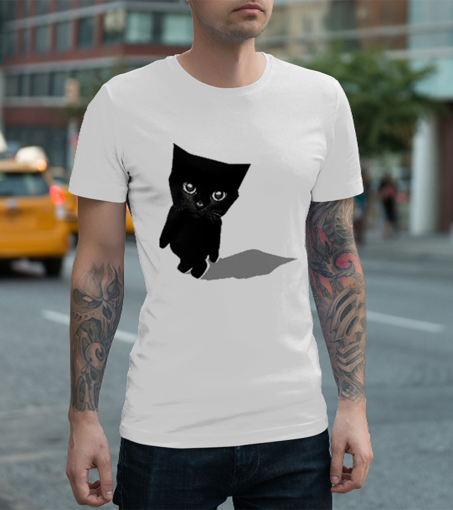 Sluj Art Bro Cute Black Cat Pixelated T-Shirt