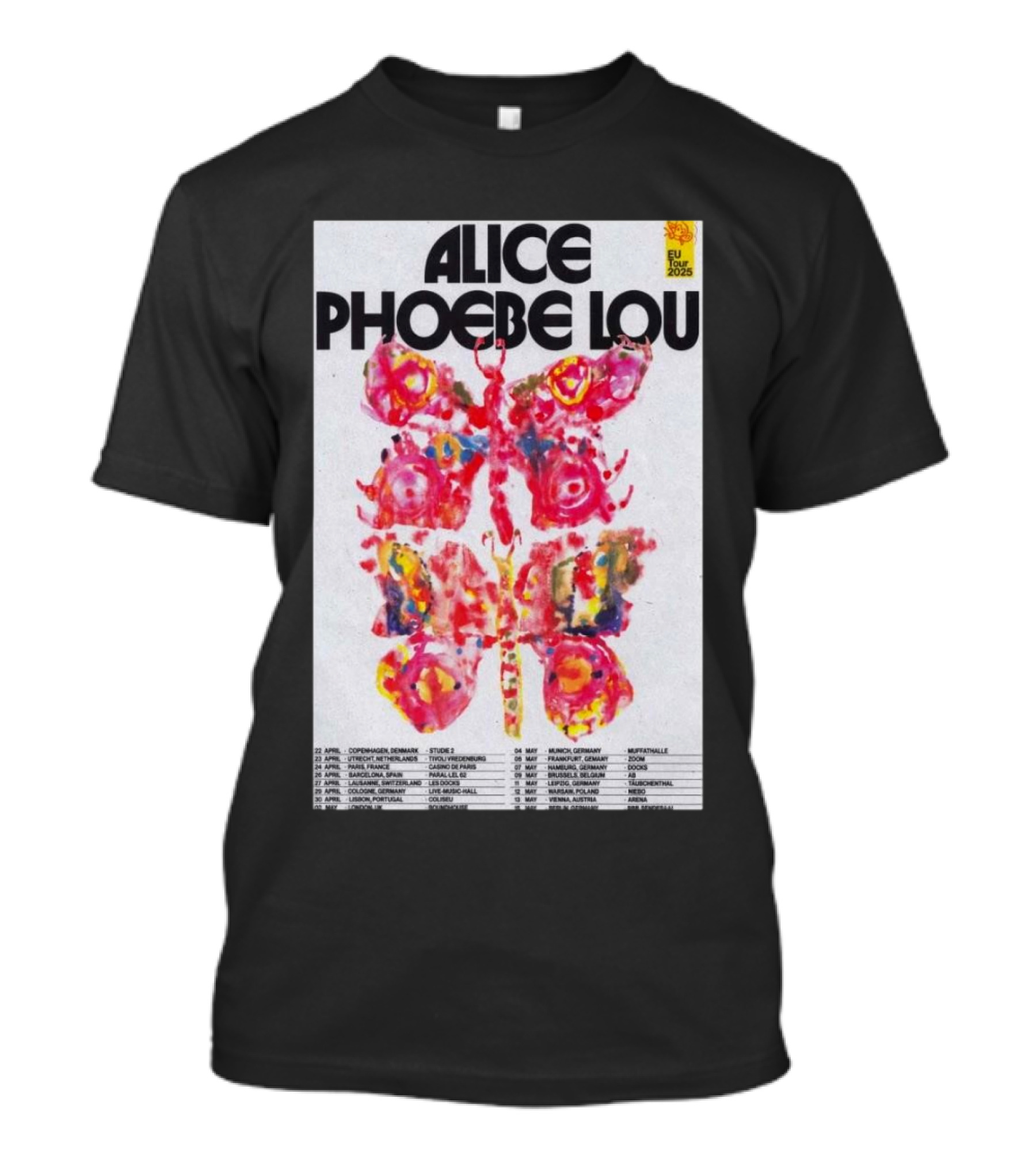 Alice Phoebe Lou EU Tour 2025 Colorful Butterfly T-Shirt